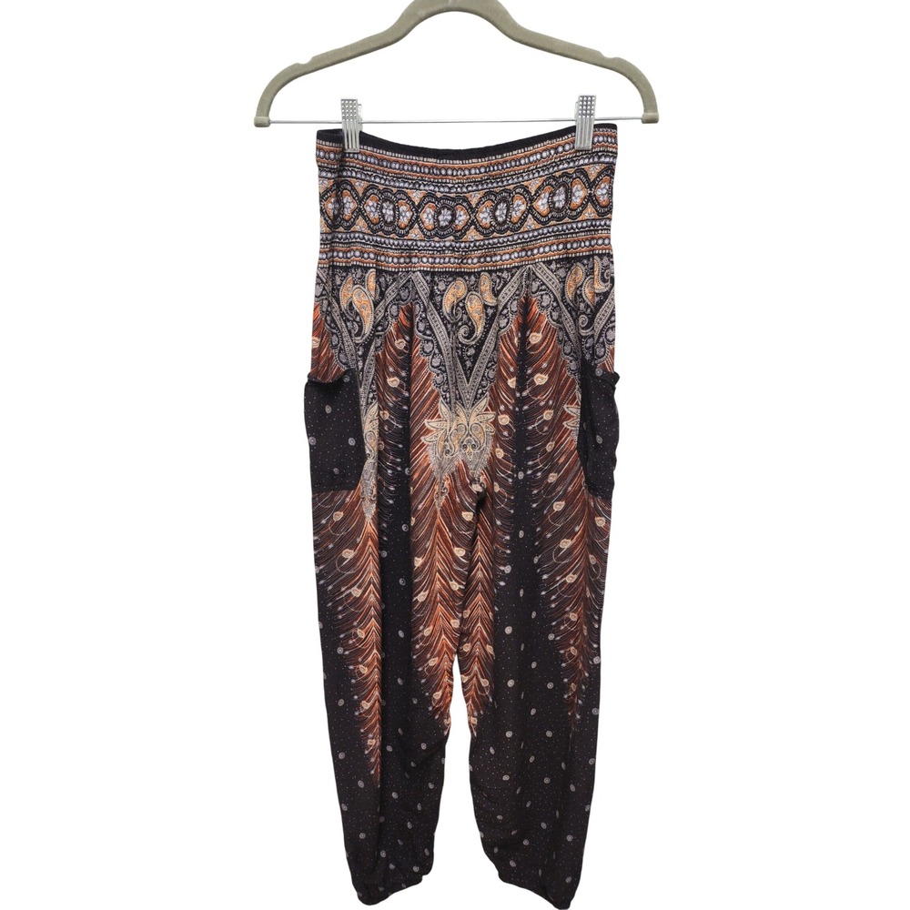 Boho  Festival Hippie Happy Trunks Womens Large Paisley Harem Pants